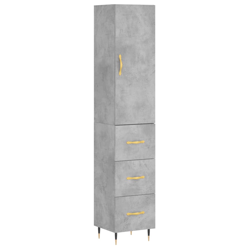Visoka komoda siva betona 34,5x34x180 cm od konstruiranog drva