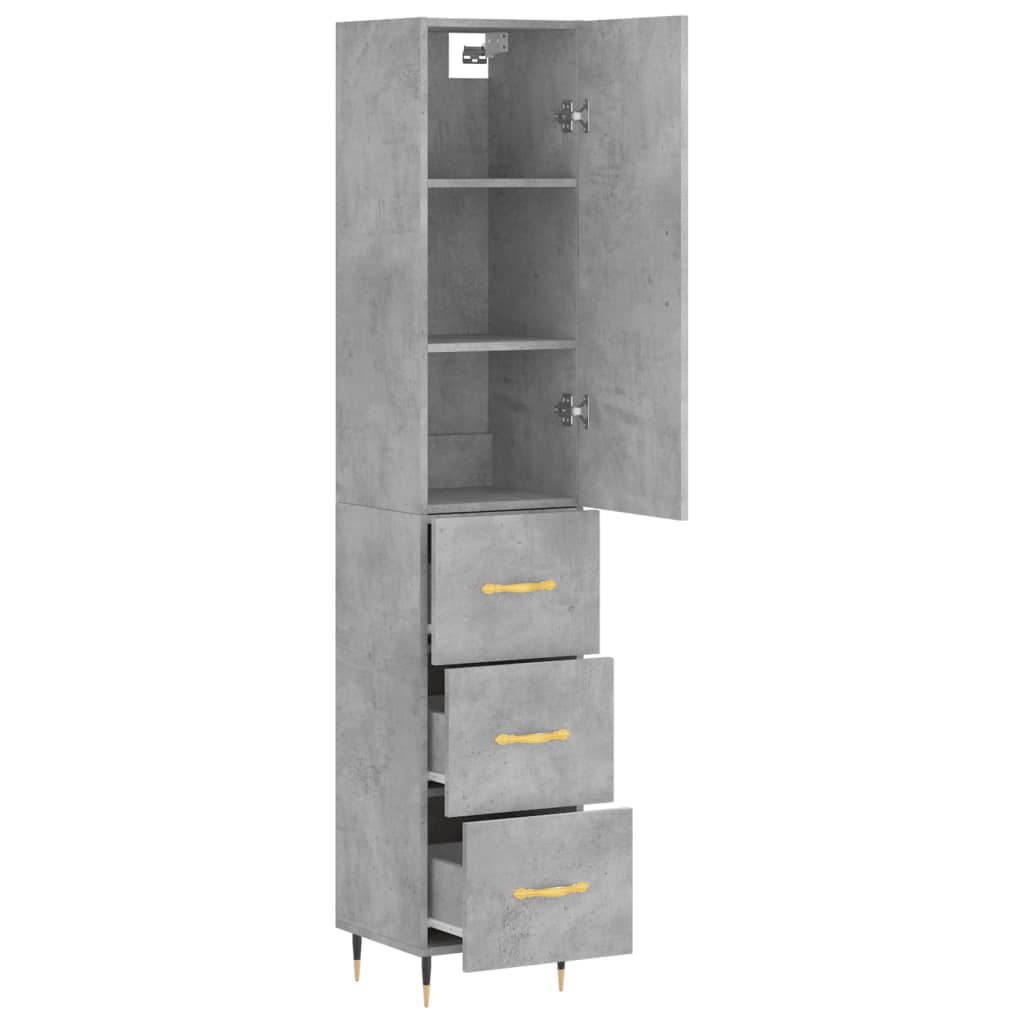 Visoka komoda siva betona 34,5x34x180 cm od konstruiranog drva