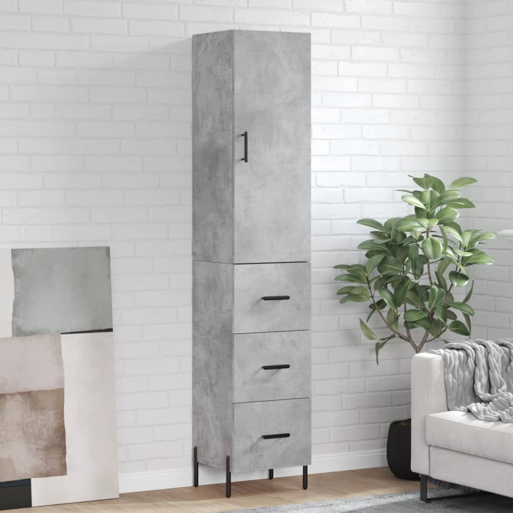 Visoka komoda siva betona 34,5x34x180 cm od konstruiranog drva