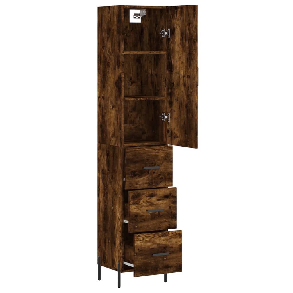 Visoka komoda dimljeni hrast 34,5x34x180cm konstruiranog drva