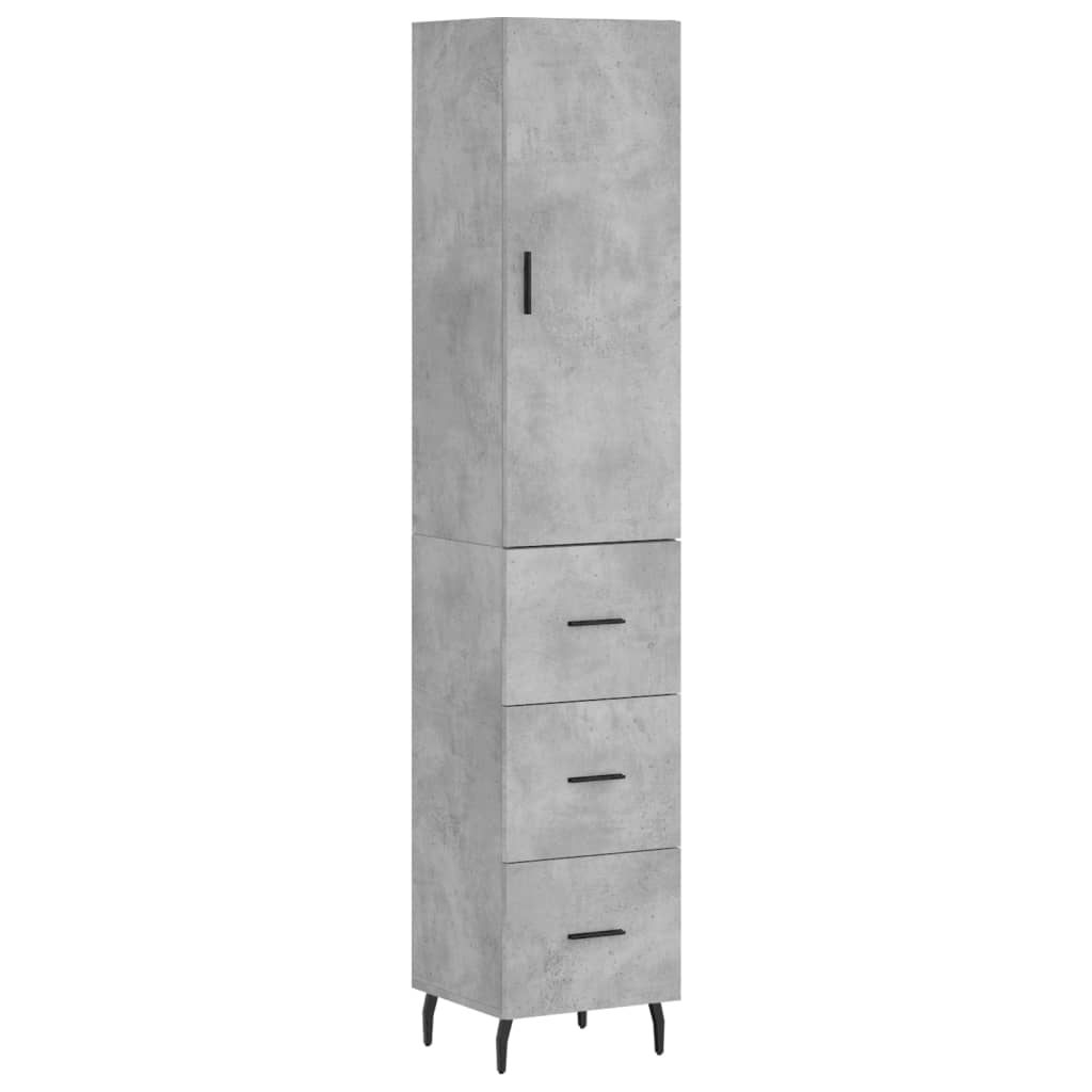 Visoka komoda siva betona 34,5x34x180 cm od konstruiranog drva
