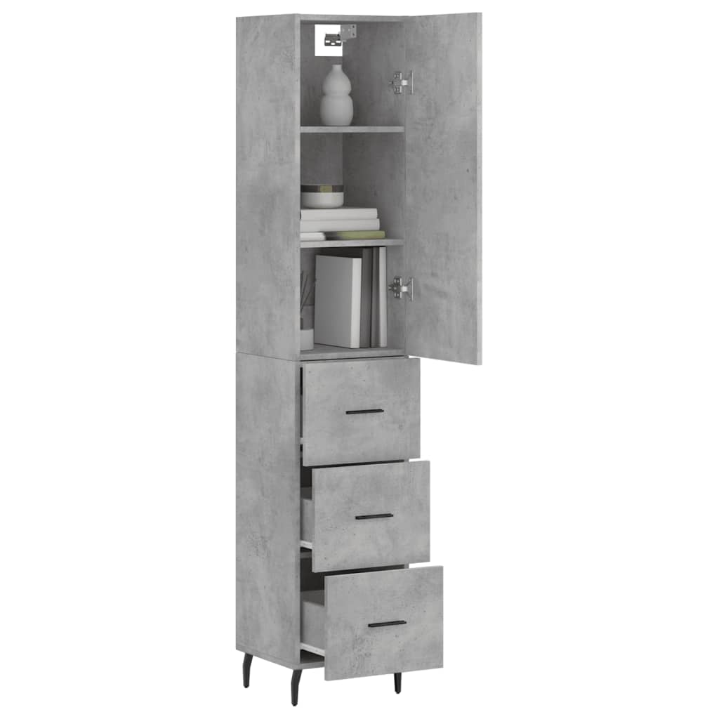 Visoka komoda siva betona 34,5x34x180 cm od konstruiranog drva