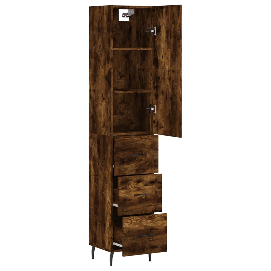 Visoka komoda dimljeni hrast 34,5x34x180cm konstruiranog drva