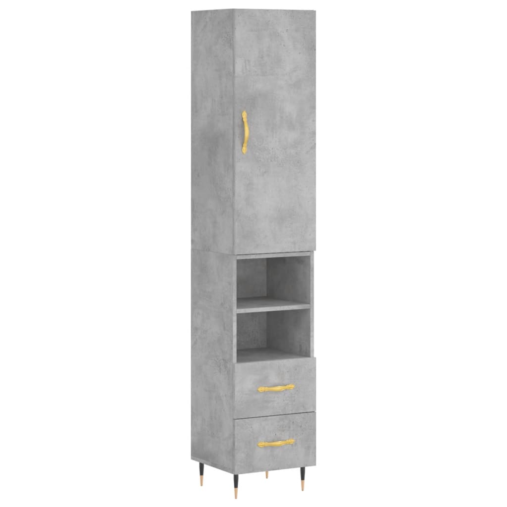 Visoka komoda siva betona 34,5x34x180 cm od konstruiranog drva