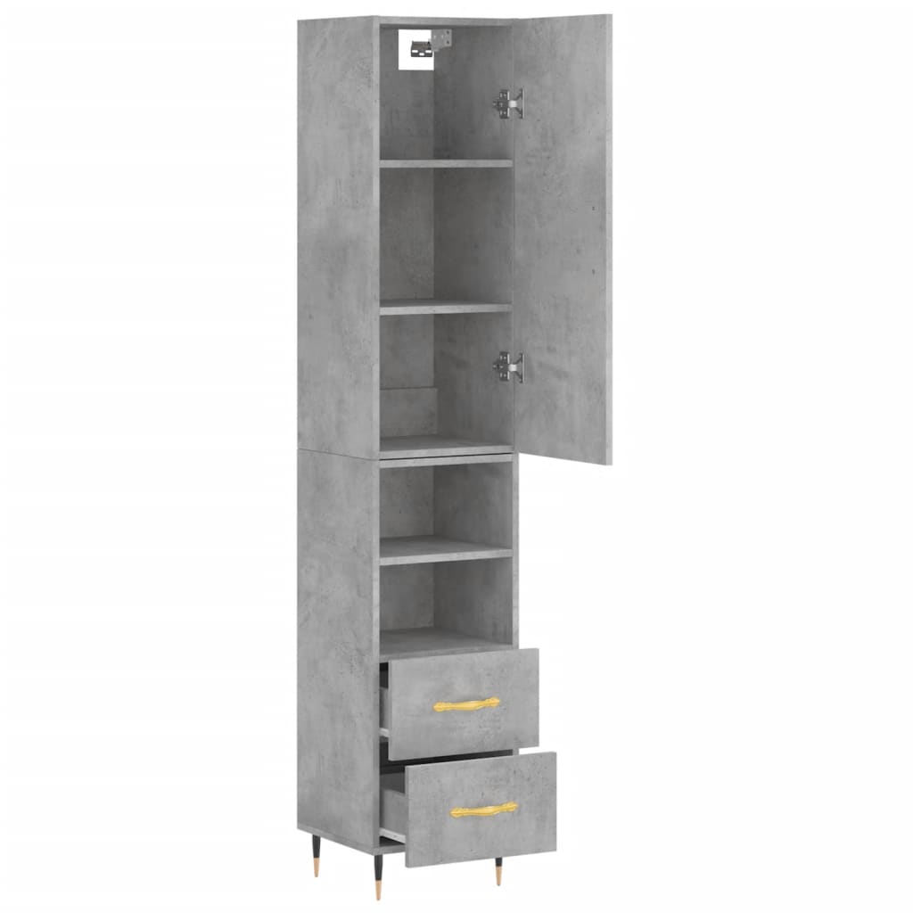 Visoka komoda siva betona 34,5x34x180 cm od konstruiranog drva