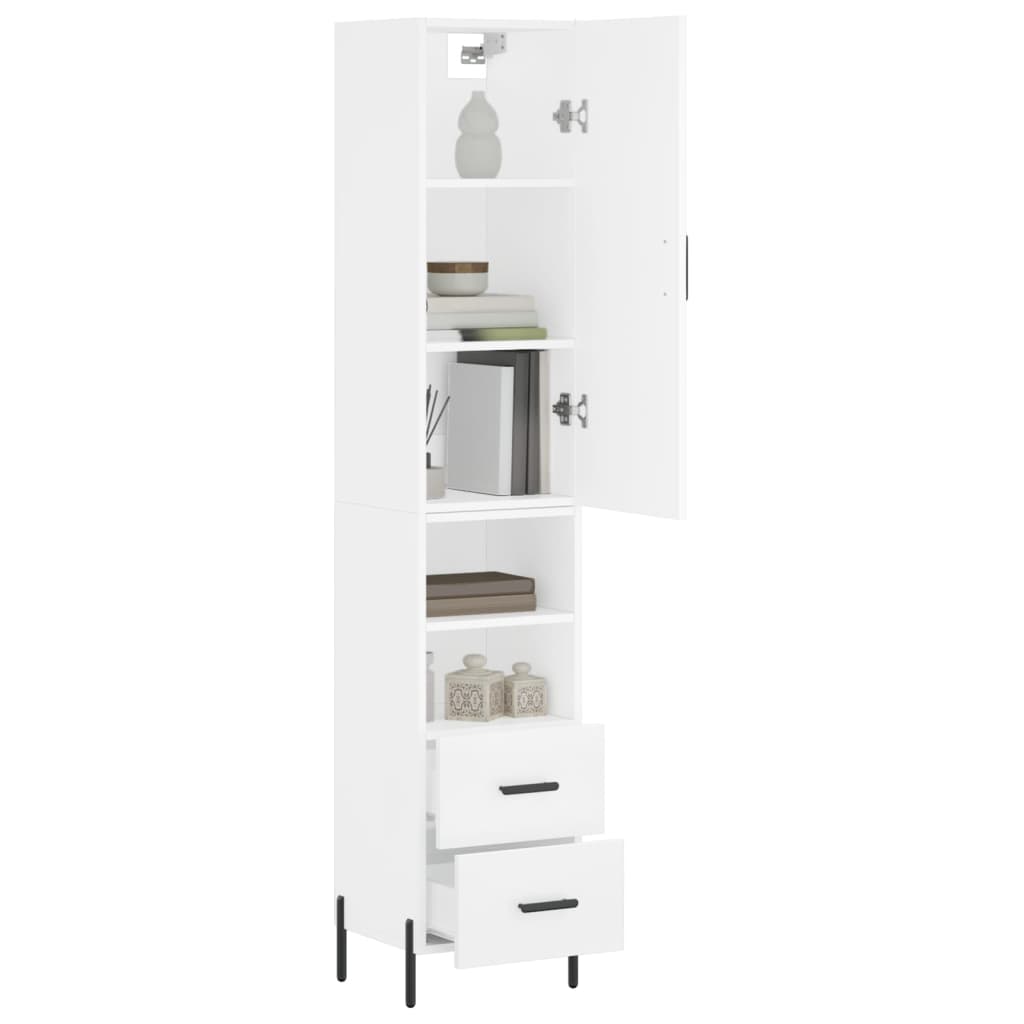 Visoka komoda bijeli 34,5x34x180 cm od konstruiranog drva