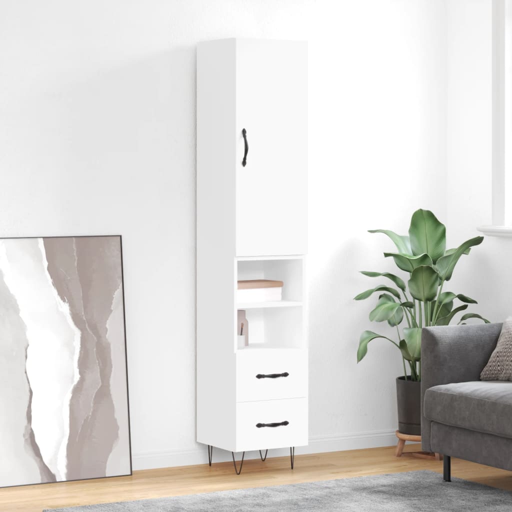 Visoka komoda bijeli 34,5x34x180 cm od konstruiranog drva