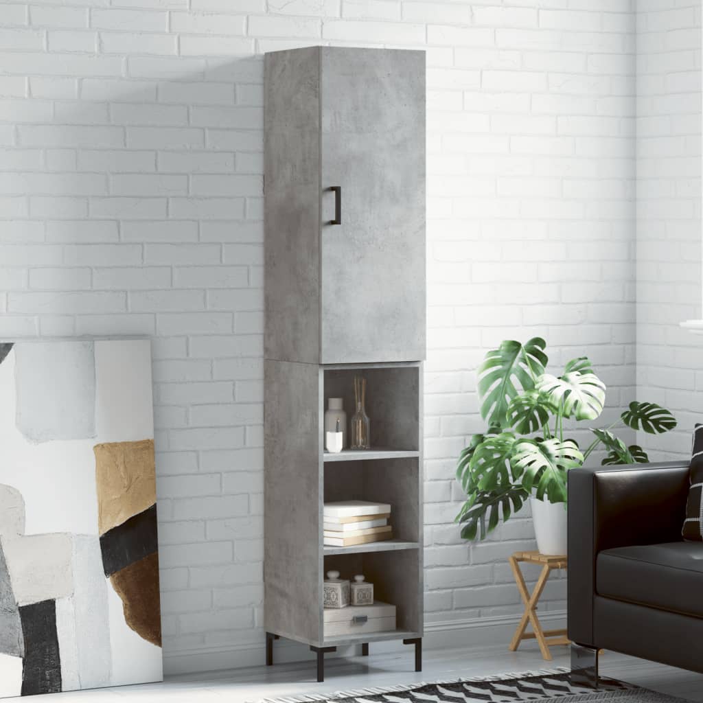 Visoka komoda siva betona 34,5x34x180 cm od konstruiranog drva