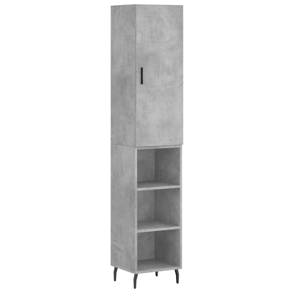 Visoka komoda siva betona 34,5x34x180 cm od konstruiranog drva