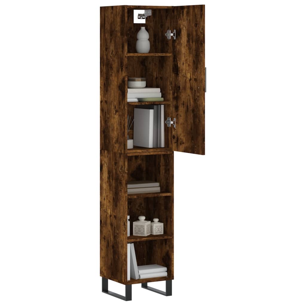 Visoka komoda dimljeni hrast 34,5x34x180cm konstruiranog drva