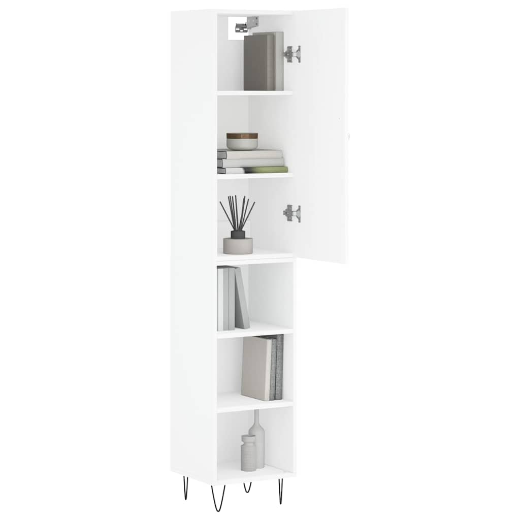 Visoka komoda bijeli 34,5x34x180 cm od konstruiranog drva