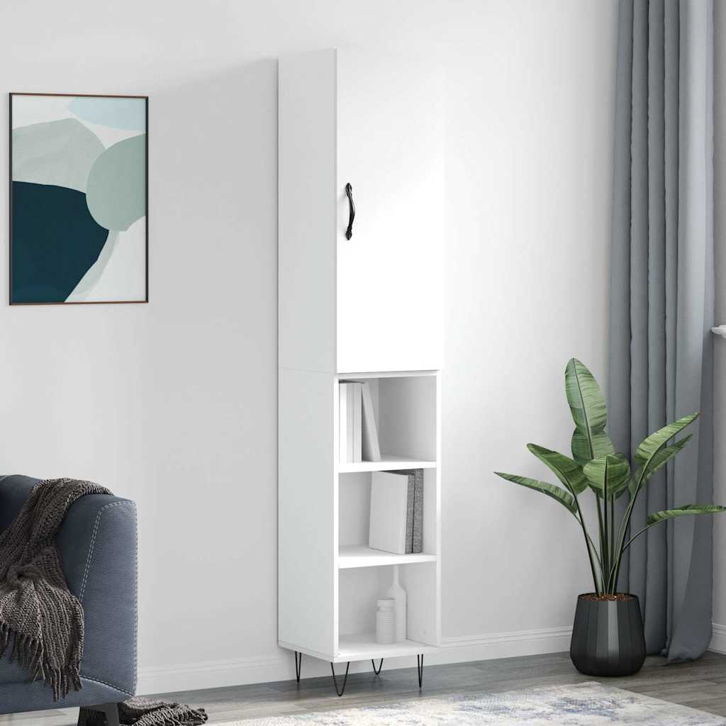 Visoka komoda bijeli 34,5x34x180 cm od konstruiranog drva
