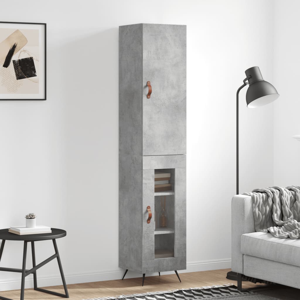 Visoka komoda siva betona 34,5x34x180 cm od konstruiranog drva