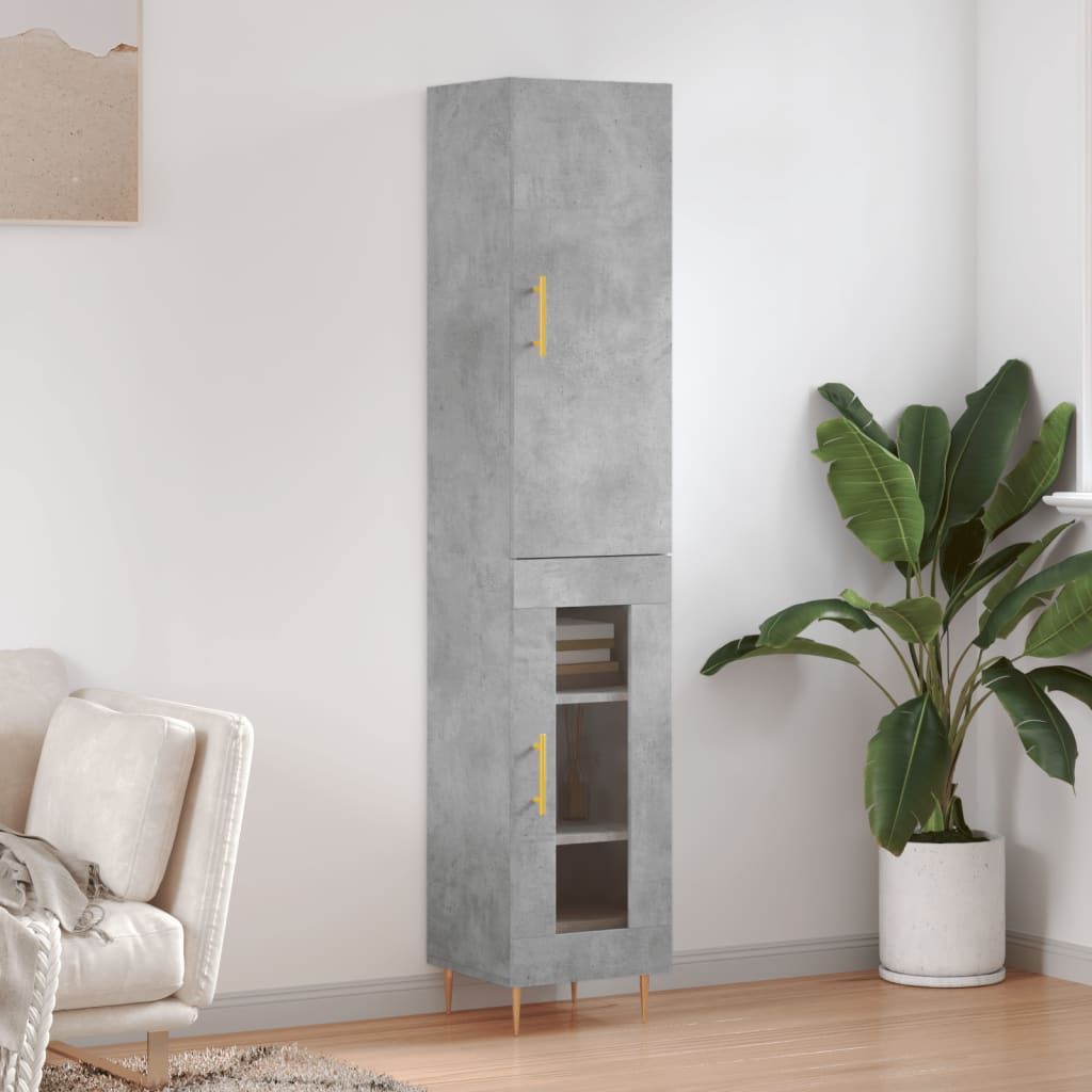 Visoka komoda siva betona 34,5x34x180 cm od konstruiranog drva