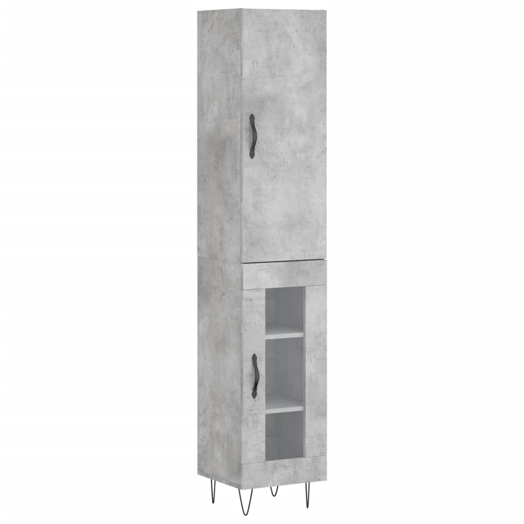 Visoka komoda siva betona 34,5x34x180 cm od konstruiranog drva