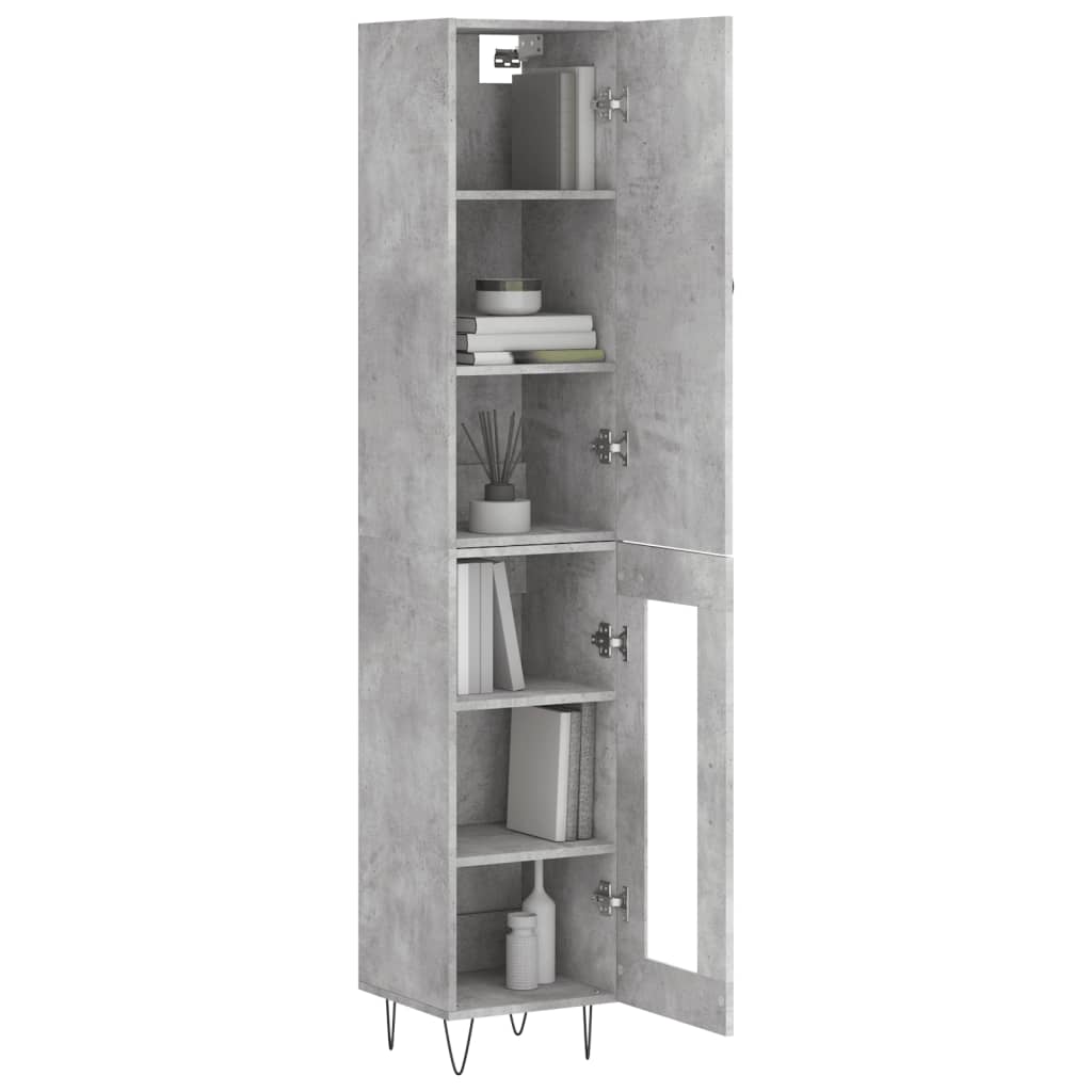 Visoka komoda siva betona 34,5x34x180 cm od konstruiranog drva