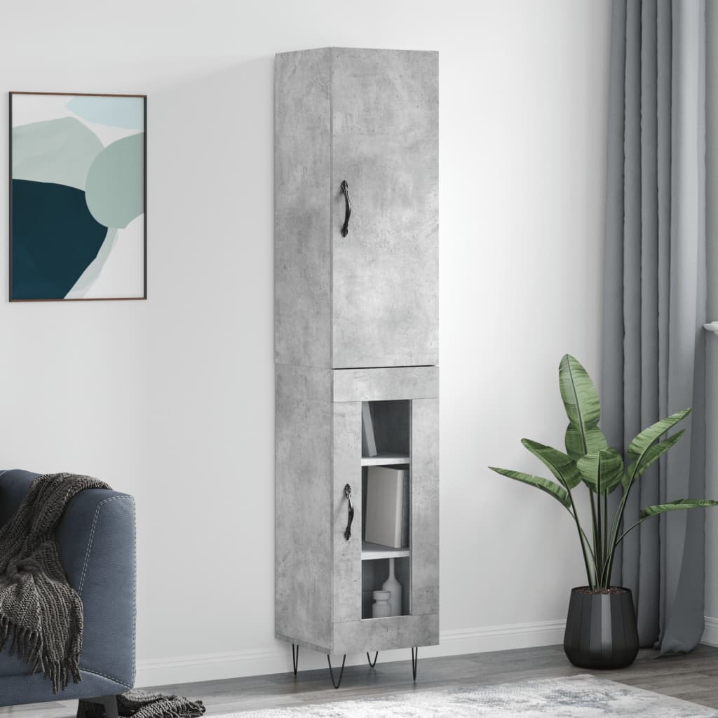 Visoka komoda siva betona 34,5x34x180 cm od konstruiranog drva