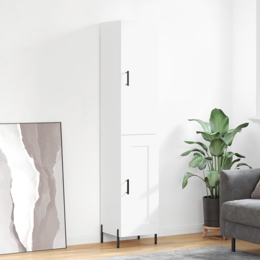 Visoka komoda bijeli 34,5x34x180 cm od konstruiranog drva