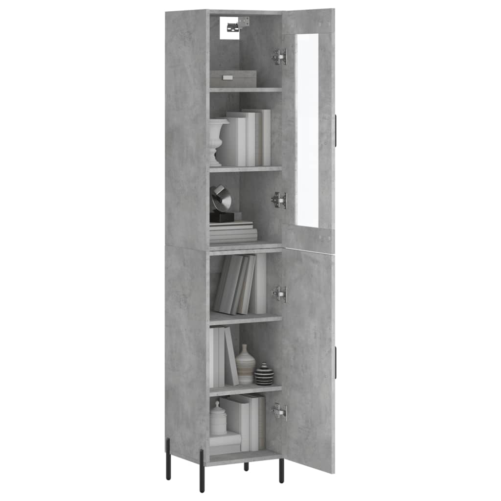Visoka komoda siva betona 34,5x34x180 cm od konstruiranog drva