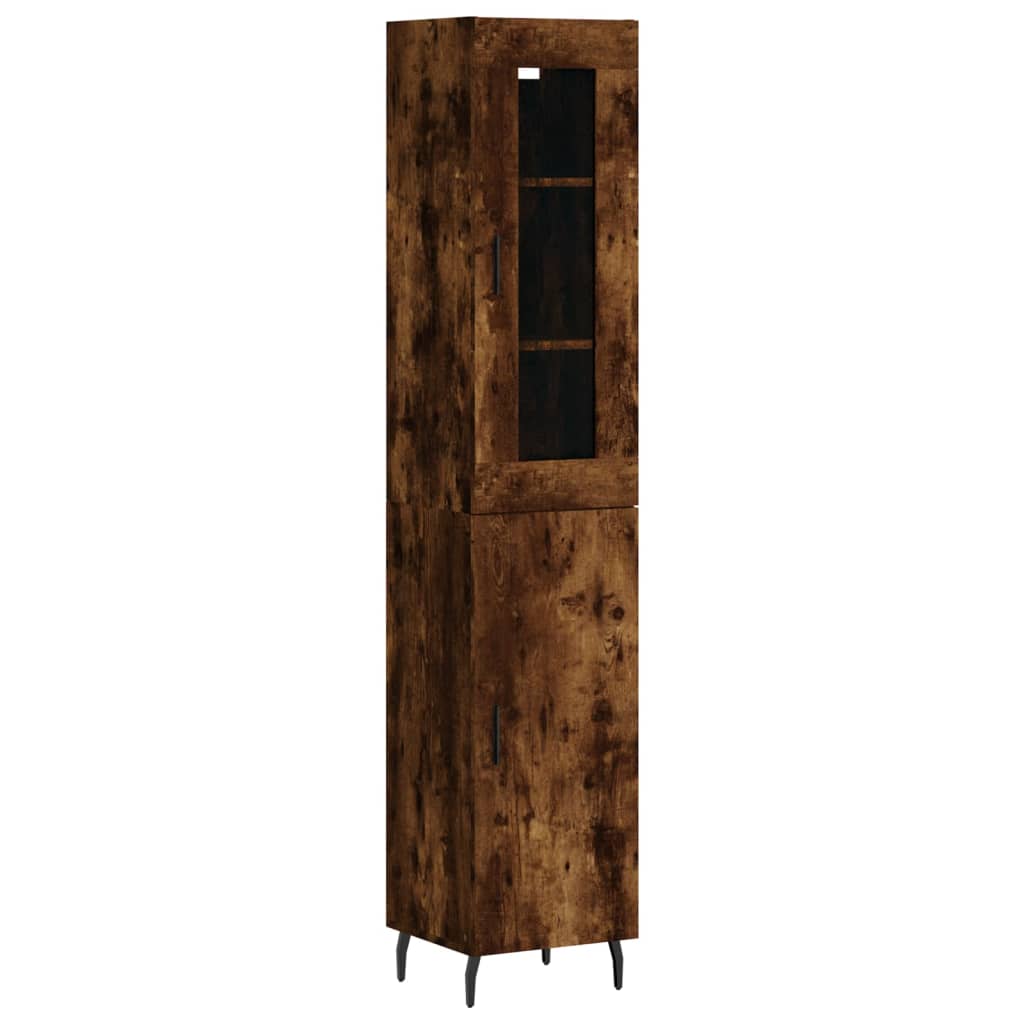 Visoka komoda dimljeni hrast 34,5x34x180cm konstruiranog drva
