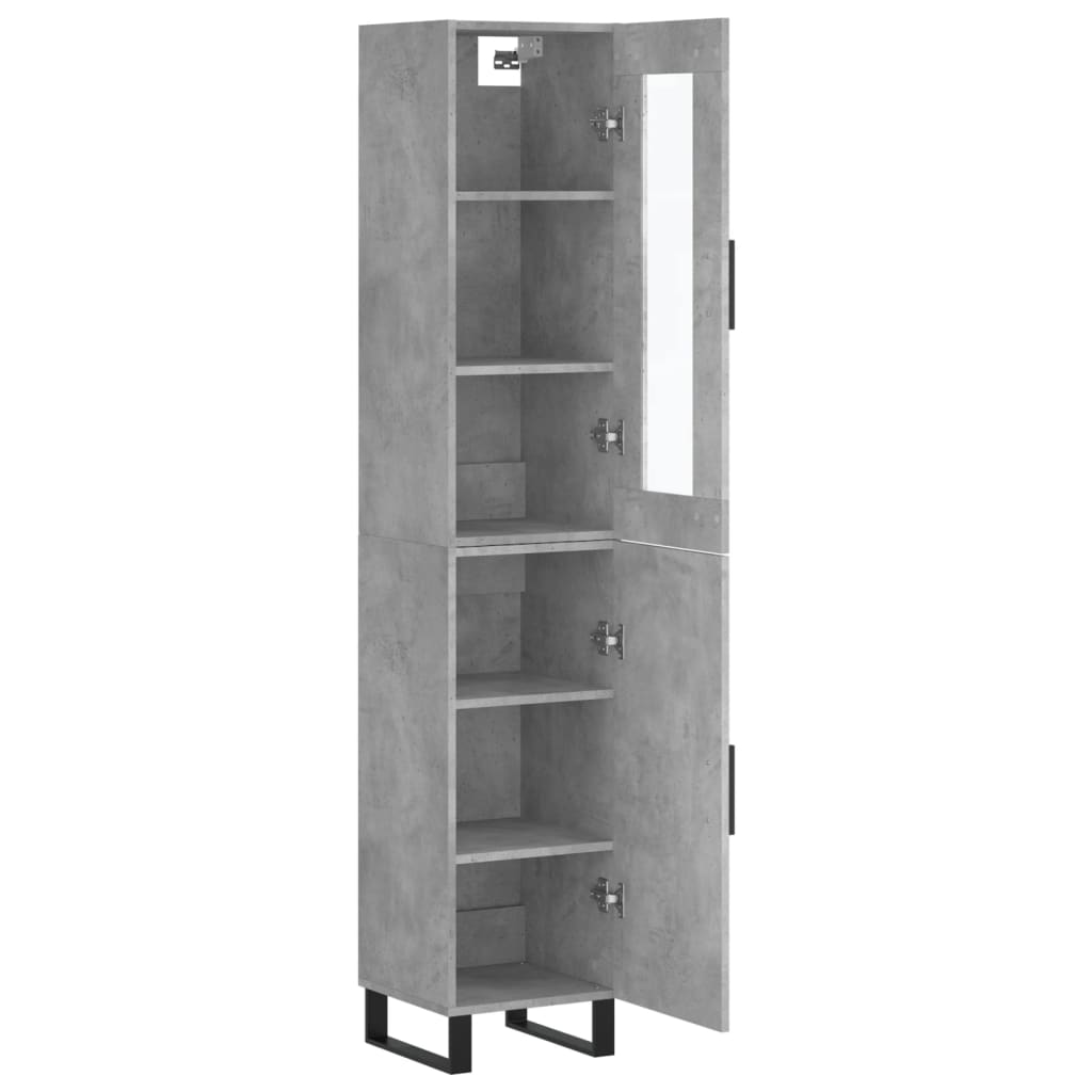Visoka komoda siva betona 34,5x34x180 cm od konstruiranog drva