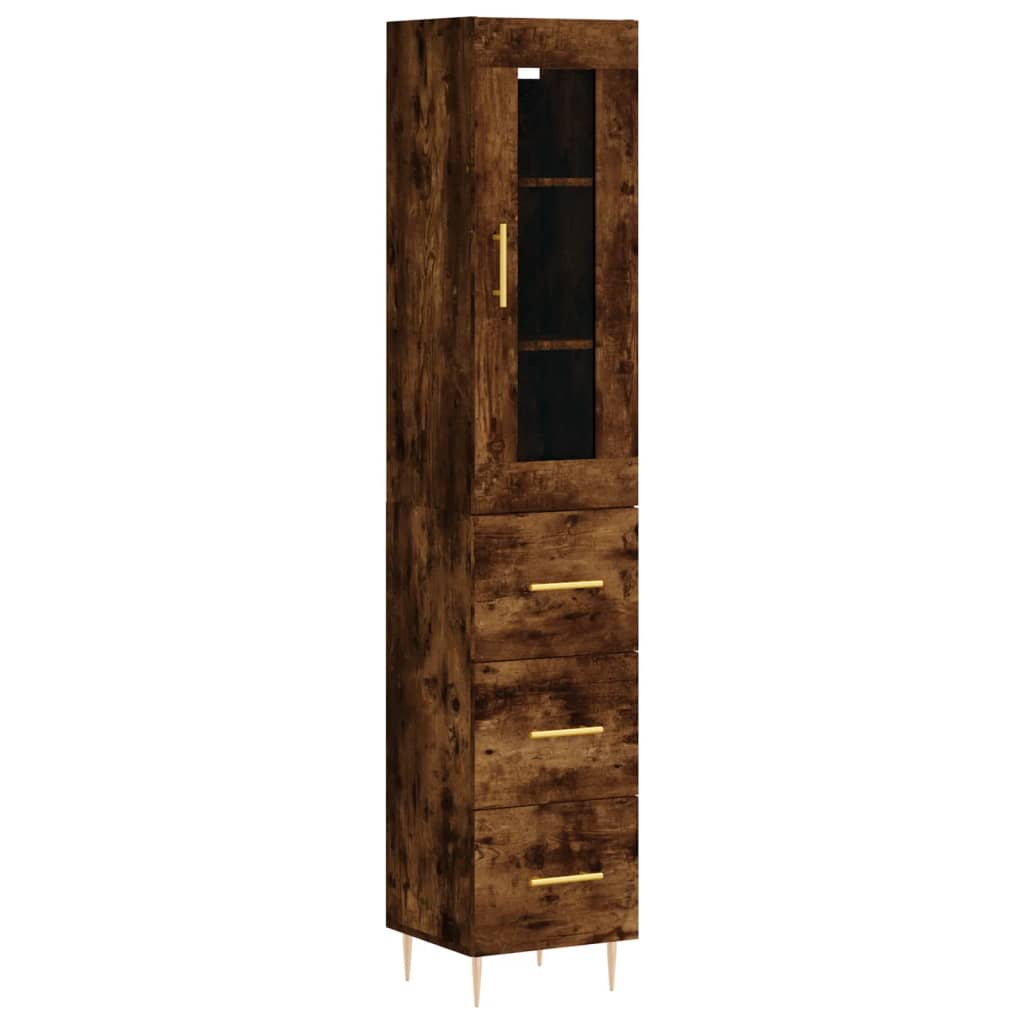 Visoka komoda dimljeni hrast 34,5x34x180cm konstruiranog drva