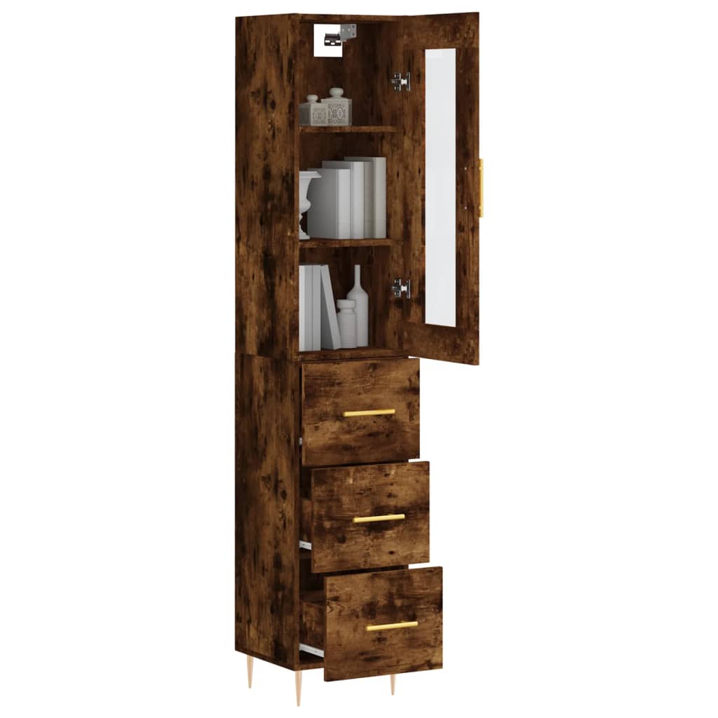 Visoka komoda dimljeni hrast 34,5x34x180cm konstruiranog drva