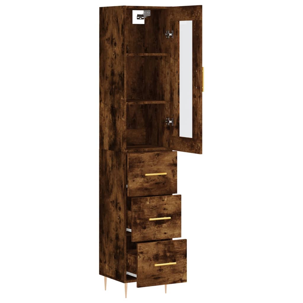 Visoka komoda dimljeni hrast 34,5x34x180cm konstruiranog drva