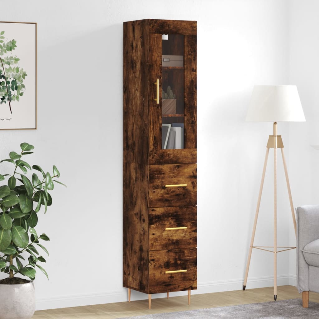 Visoka komoda dimljeni hrast 34,5x34x180cm konstruiranog drva
