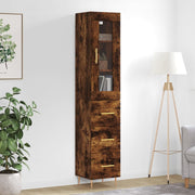 Visoka komoda dimljeni hrast 34,5x34x180cm konstruiranog drva