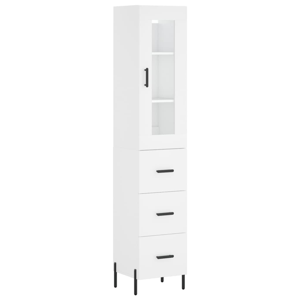 Visoka komoda bijeli 34,5x34x180 cm od konstruiranog drva