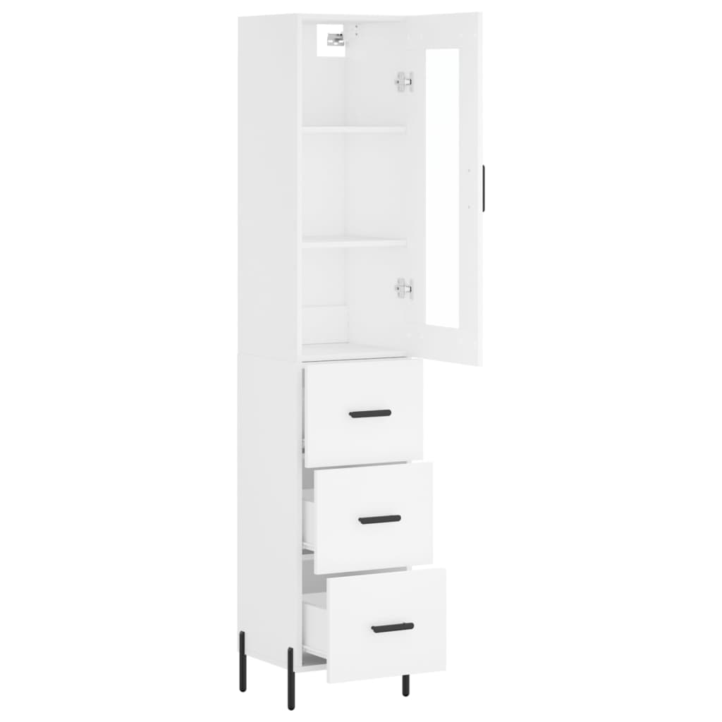 Visoka komoda bijeli 34,5x34x180 cm od konstruiranog drva