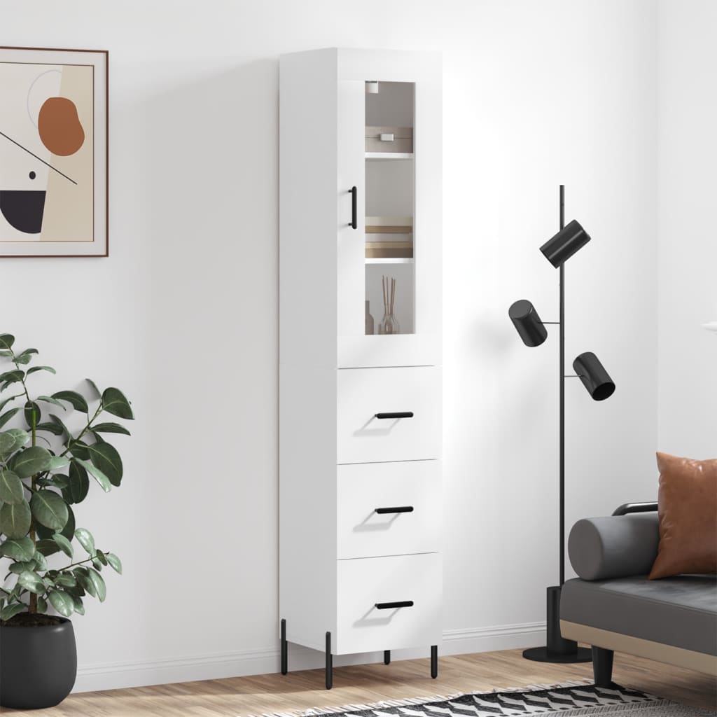 Visoka komoda bijeli 34,5x34x180 cm od konstruiranog drva