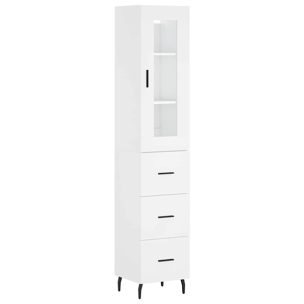 Visoka komoda bijeli 34,5x34x180 cm od konstruiranog drva