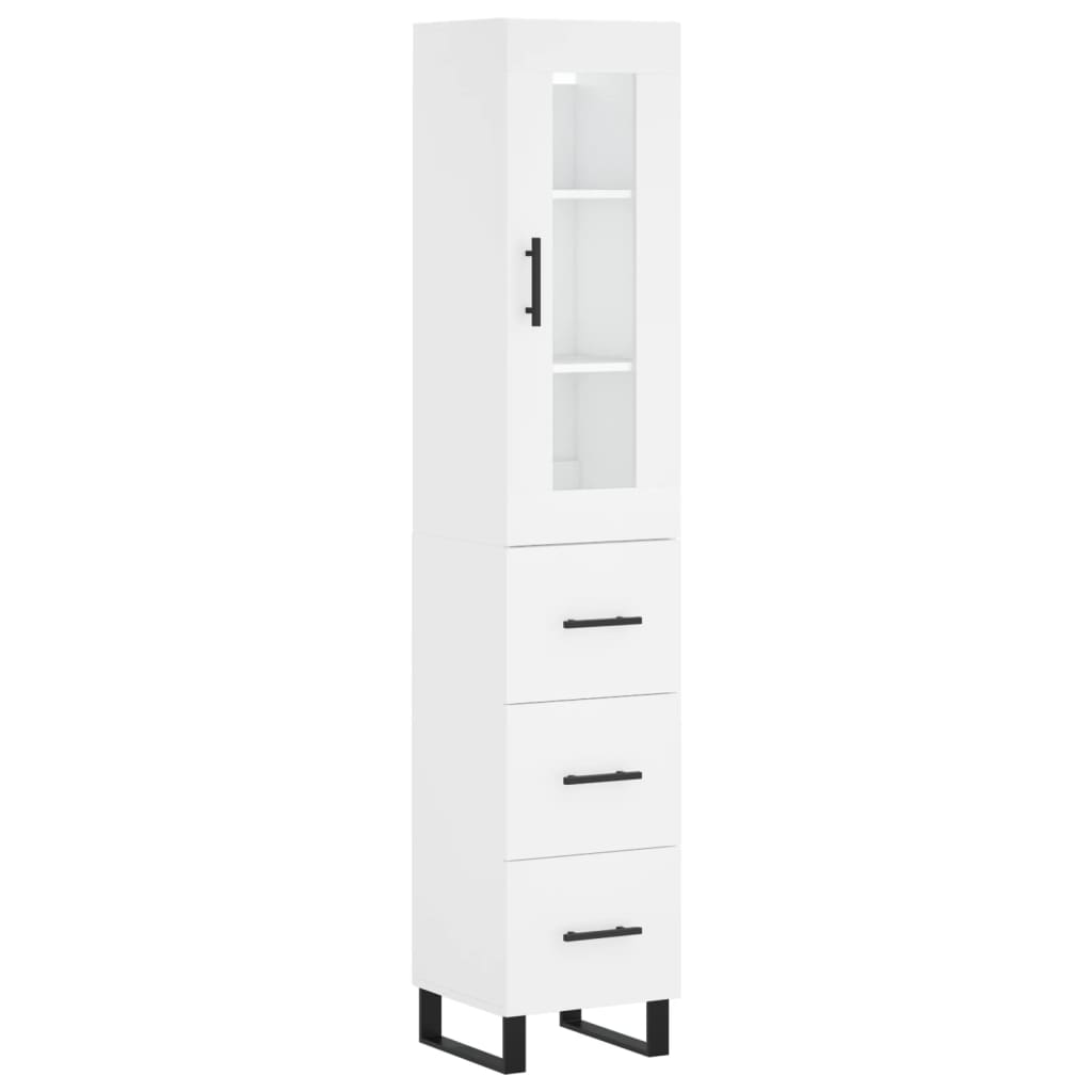 Visoka komoda bijeli 34,5x34x180 cm od konstruiranog drva