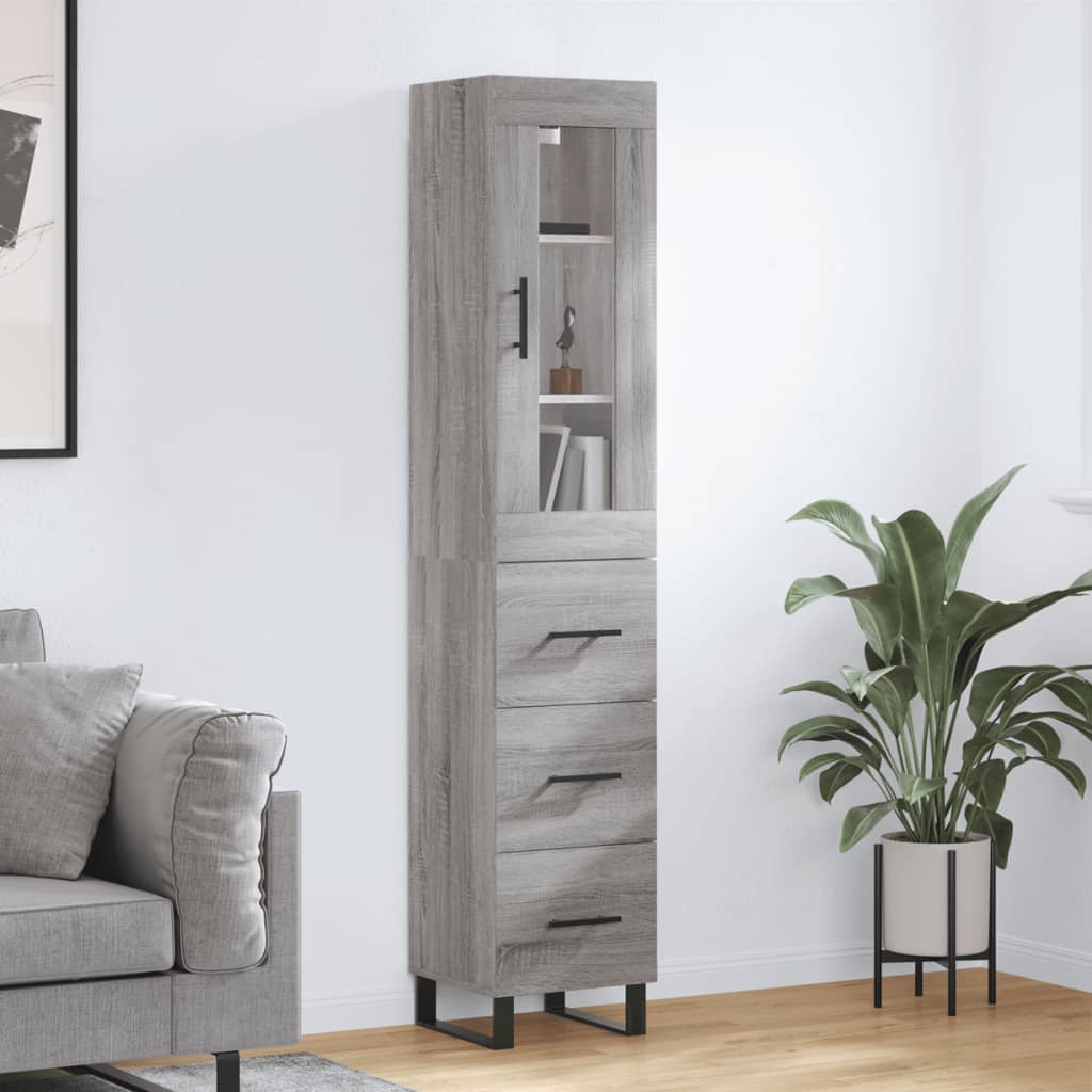 Visoka komoda siva sonome 34,5x34x180 cm od konstruiranog drva