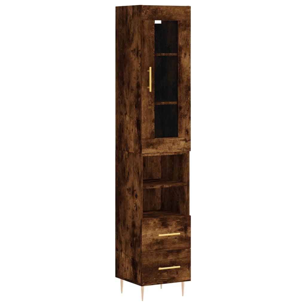 Visoka komoda dimljeni hrast 34,5x34x180cm konstruiranog drva