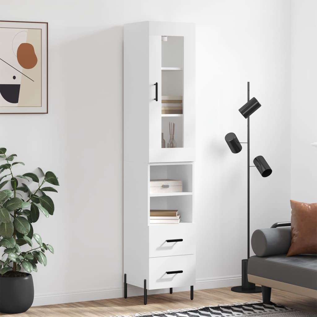 Visoka komoda bijeli 34,5x34x180 cm od konstruiranog drva