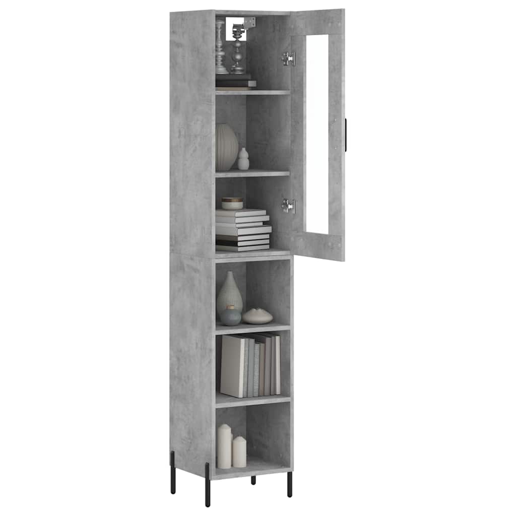 Visoka komoda siva betona 34,5x34x180 cm od konstruiranog drva