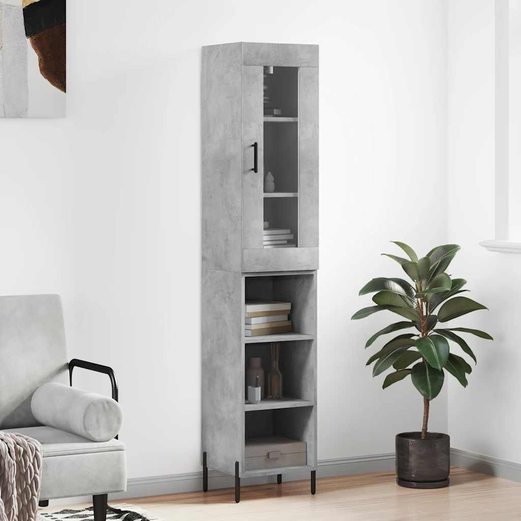 Visoka komoda siva betona 34,5x34x180 cm od konstruiranog drva