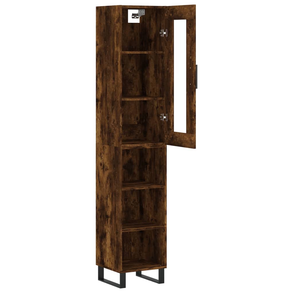 Visoka komoda dimljeni hrast 34,5x34x180cm konstruiranog drva