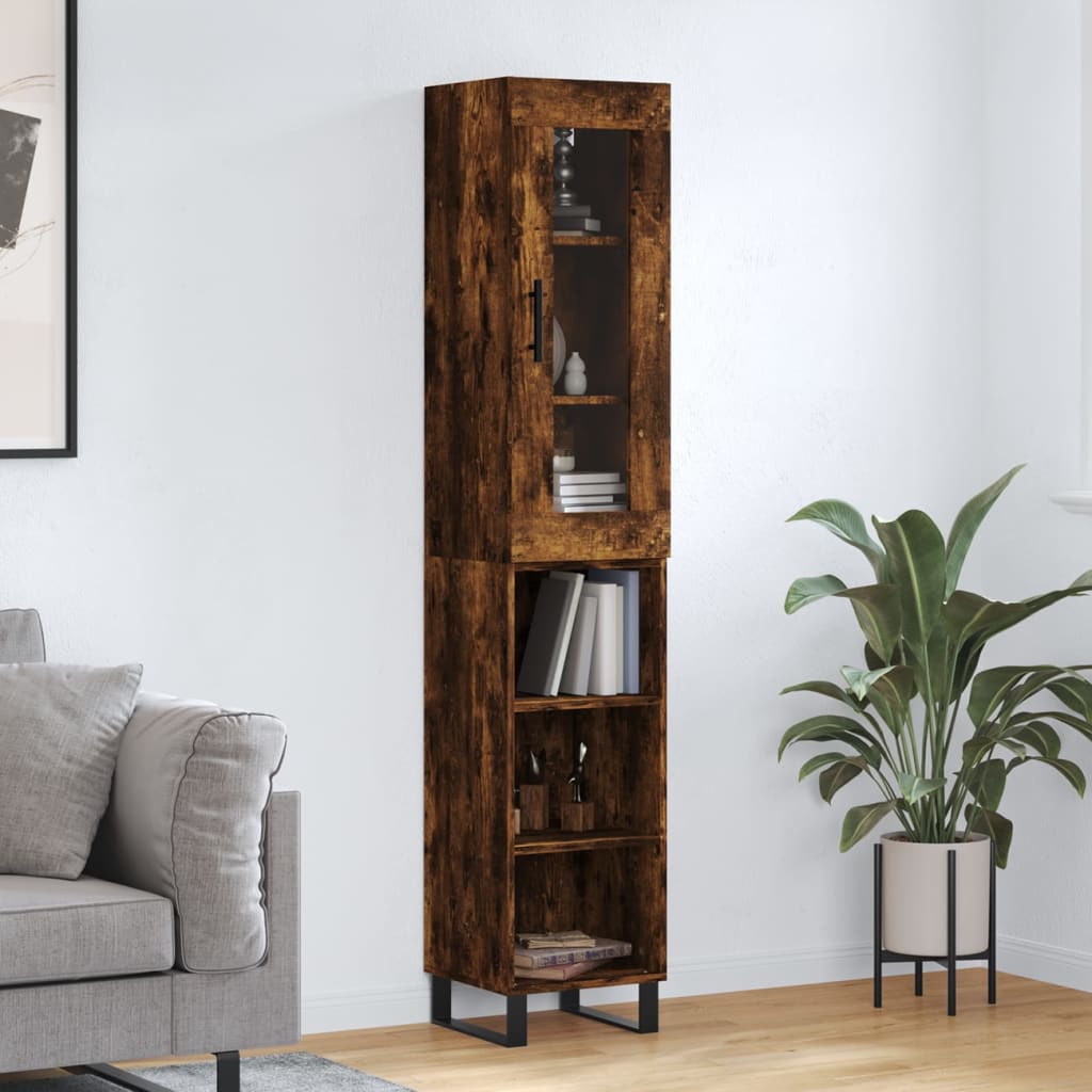 Visoka komoda dimljeni hrast 34,5x34x180cm konstruiranog drva