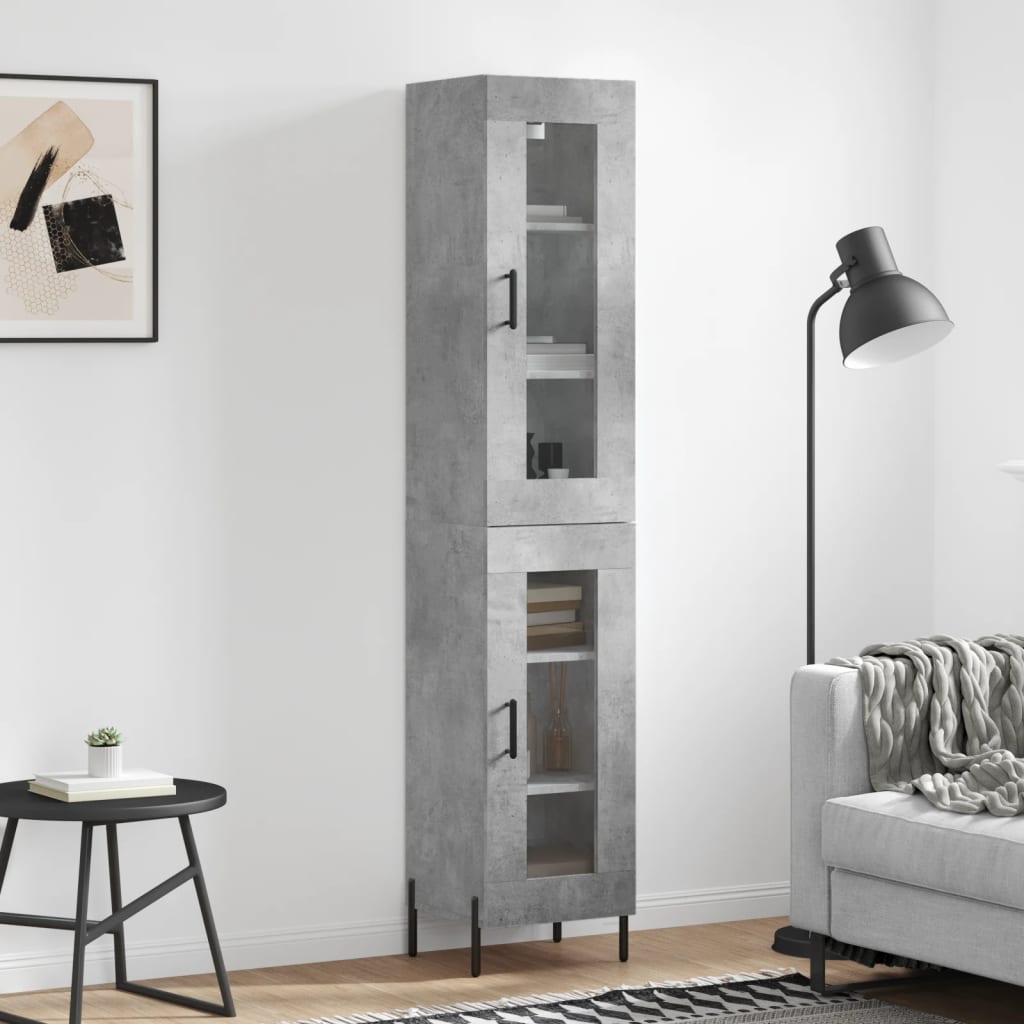 Visoka komoda siva betona 34,5x34x180 cm od konstruiranog drva