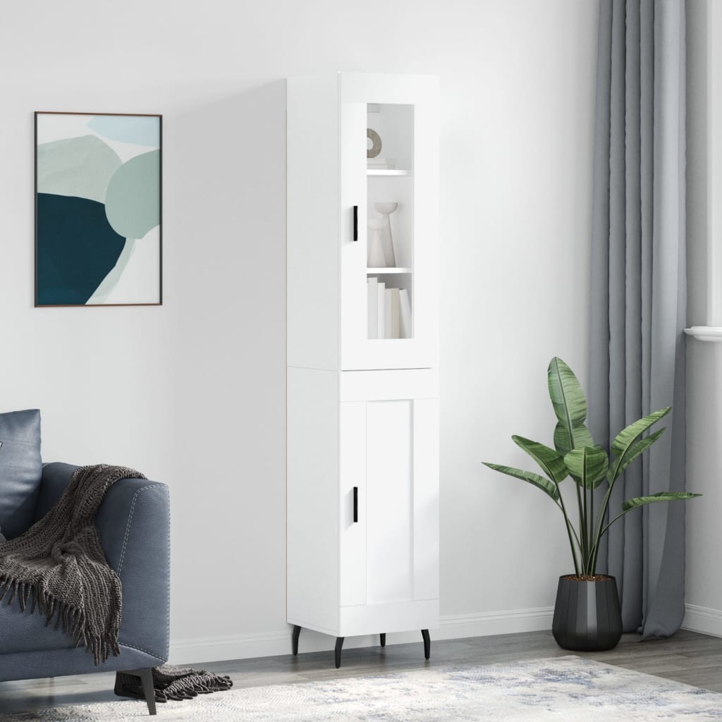 Visoka komoda bijeli 34,5x34x180 cm od konstruiranog drva