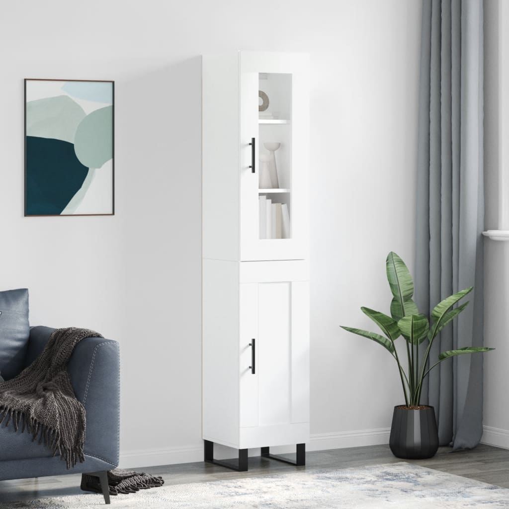 Visoka komoda bijeli 34,5x34x180 cm od konstruiranog drva