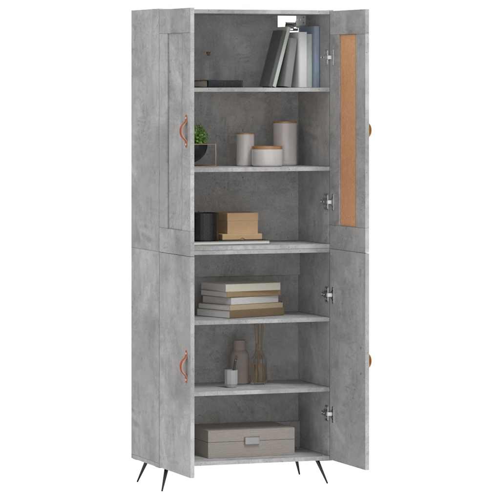 Visoka komoda siva betona 69,5x34x180 cm od konstruiranog drva