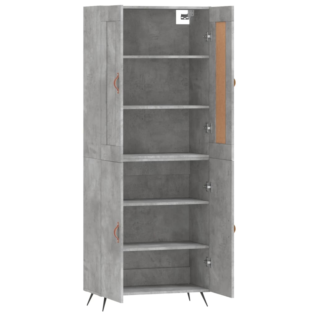 Visoka komoda siva betona 69,5x34x180 cm od konstruiranog drva