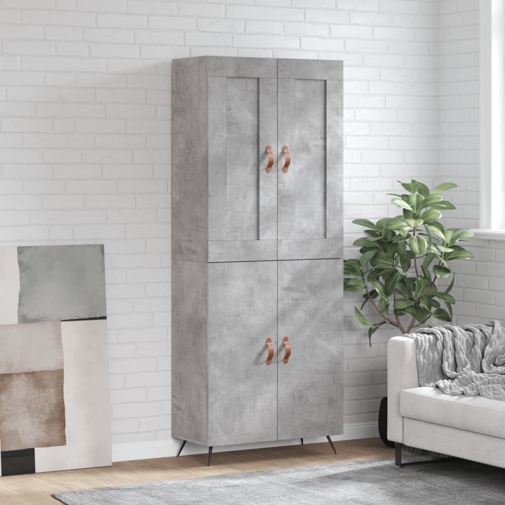 Visoka komoda siva betona 69,5x34x180 cm od konstruiranog drva