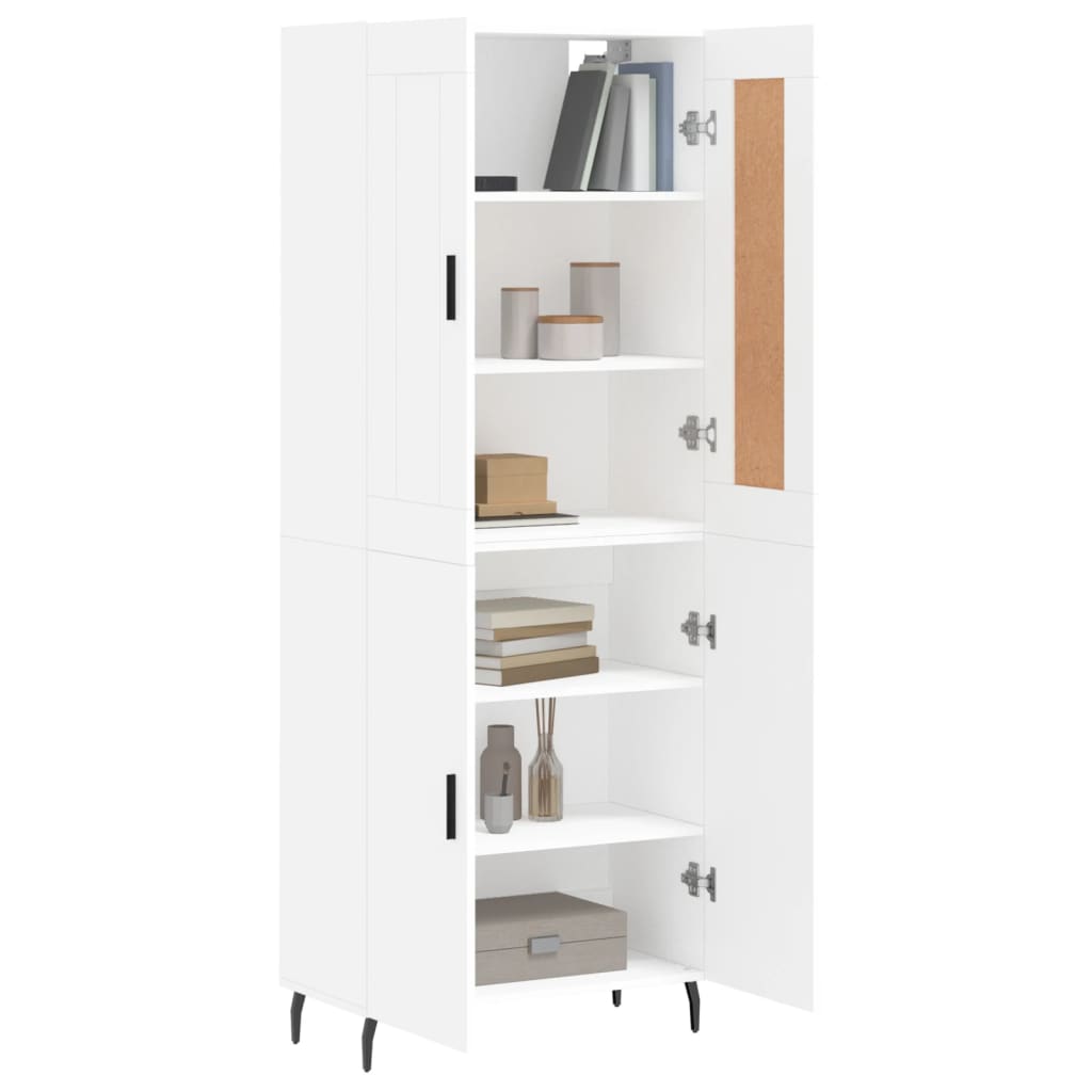 Visoka komoda bijela 69,5x34x180 cm konstruirano drvo