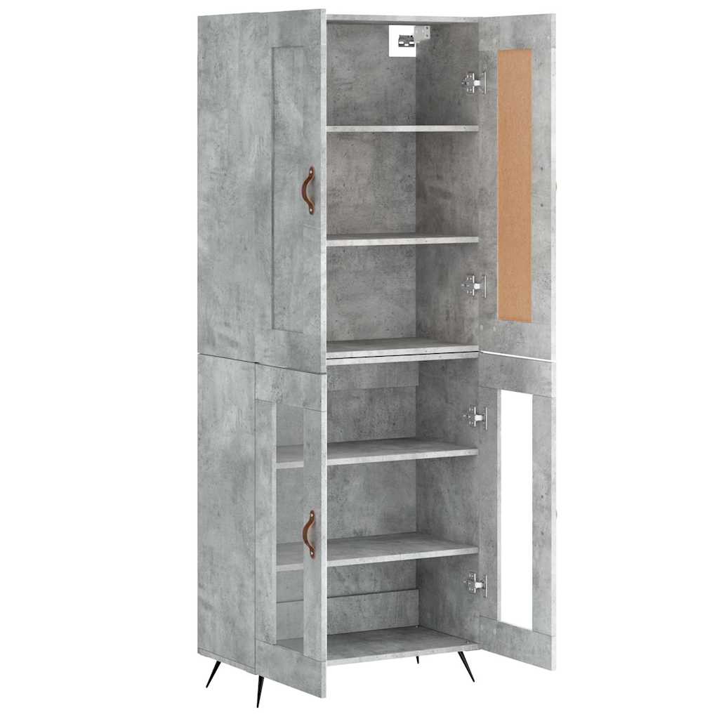 Visoka komoda siva betona 69,5x34x180 cm od konstruiranog drva